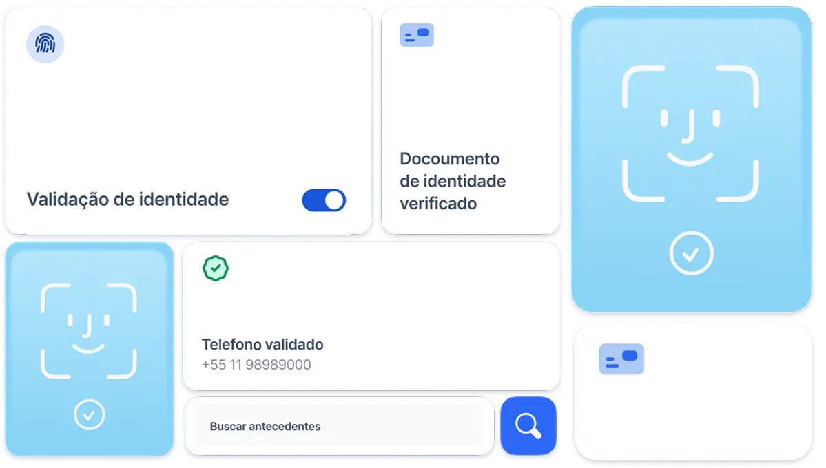 Do reconhecimento facial à verificação de antecedentes, confirme a identidade de forma segura.
